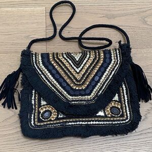 Embellished Black and Gold Women's Bag